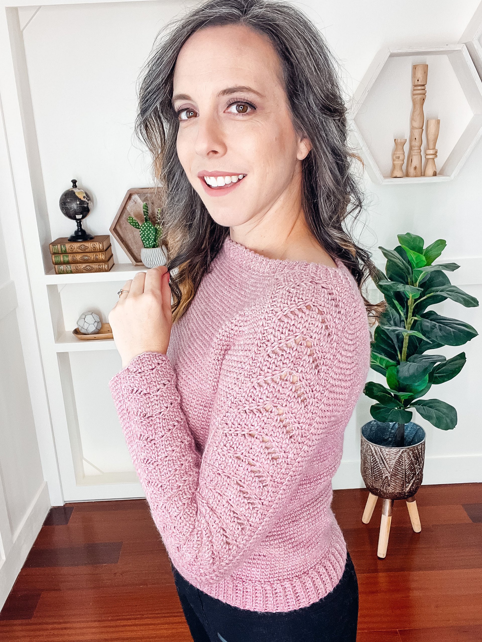 Crochet Along and Create a Beautiful Lace Sleeve Sweater! Lace Sleeve Crochet Sweater (9 Sizes) product image (12)