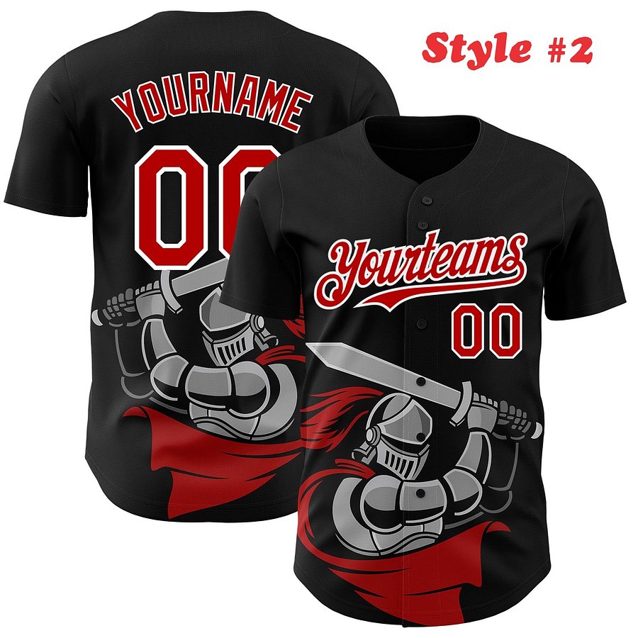 Authentic Baseball Jersey, Custom Baseball Jersey, Personalized Sport Jersey, Colorful, Number, Knight Hero Art product image (202)