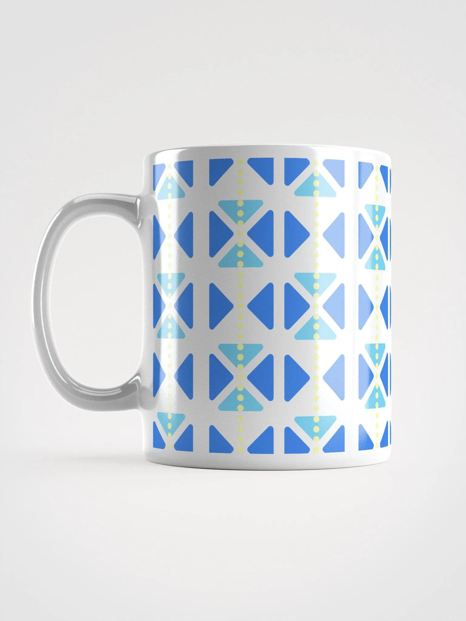 Blue Triangles And Yellow Dotted Lines White Mug product image (16)
