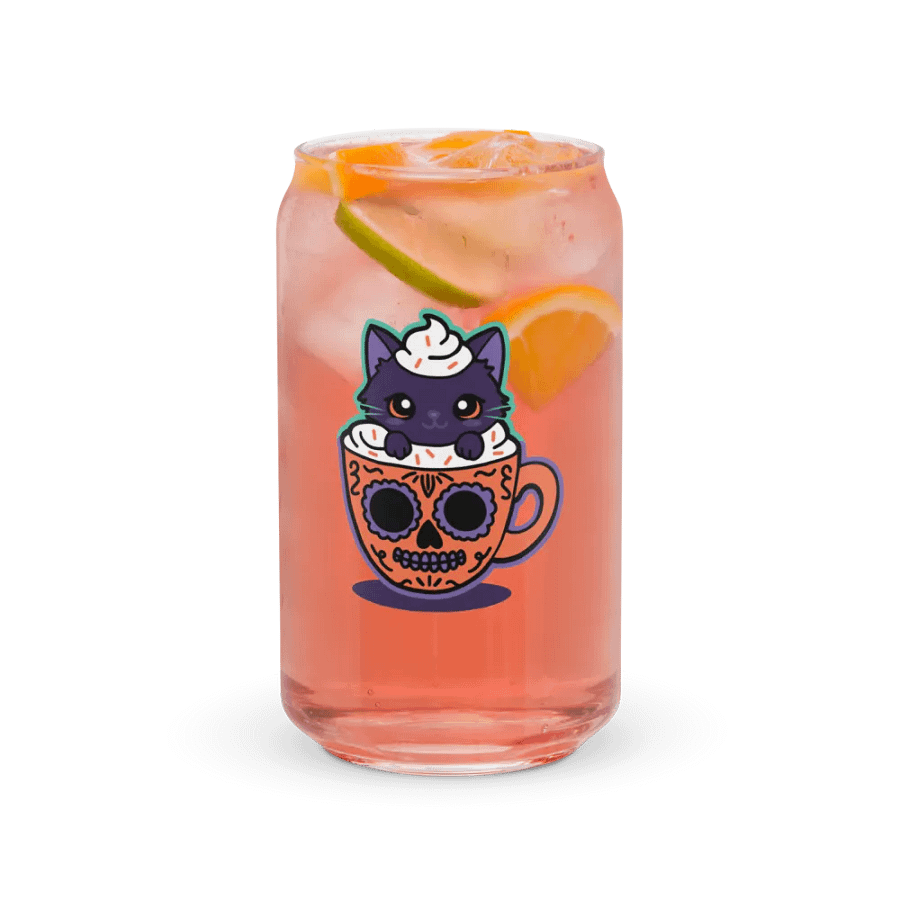 Sugar Skull Kitten Mug 16oz Can-Shaped Drinking Glass product image (5)
