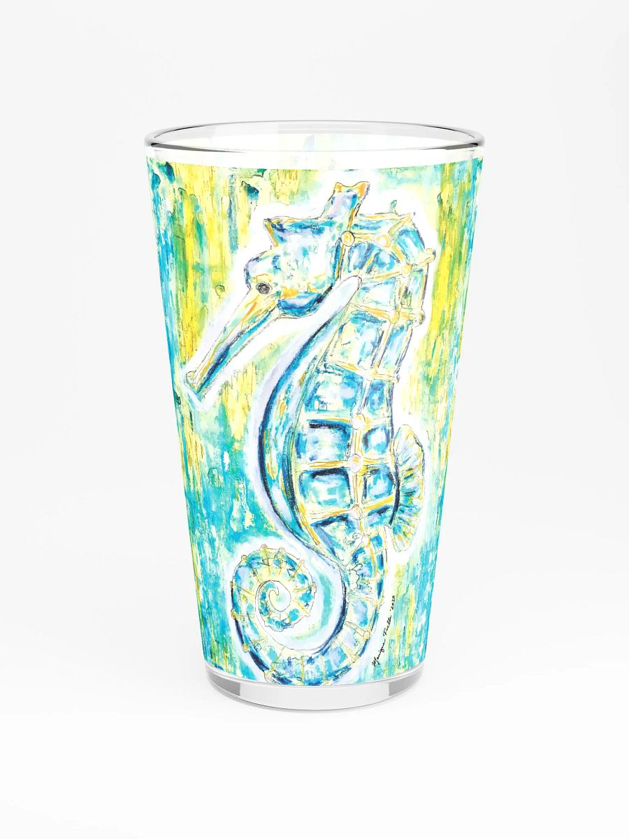 Painted Seahorses Shaker Pint Glass | Coastal Drinkware | Monique Faella Designs™ 🐚🍹🎨 product image (3)