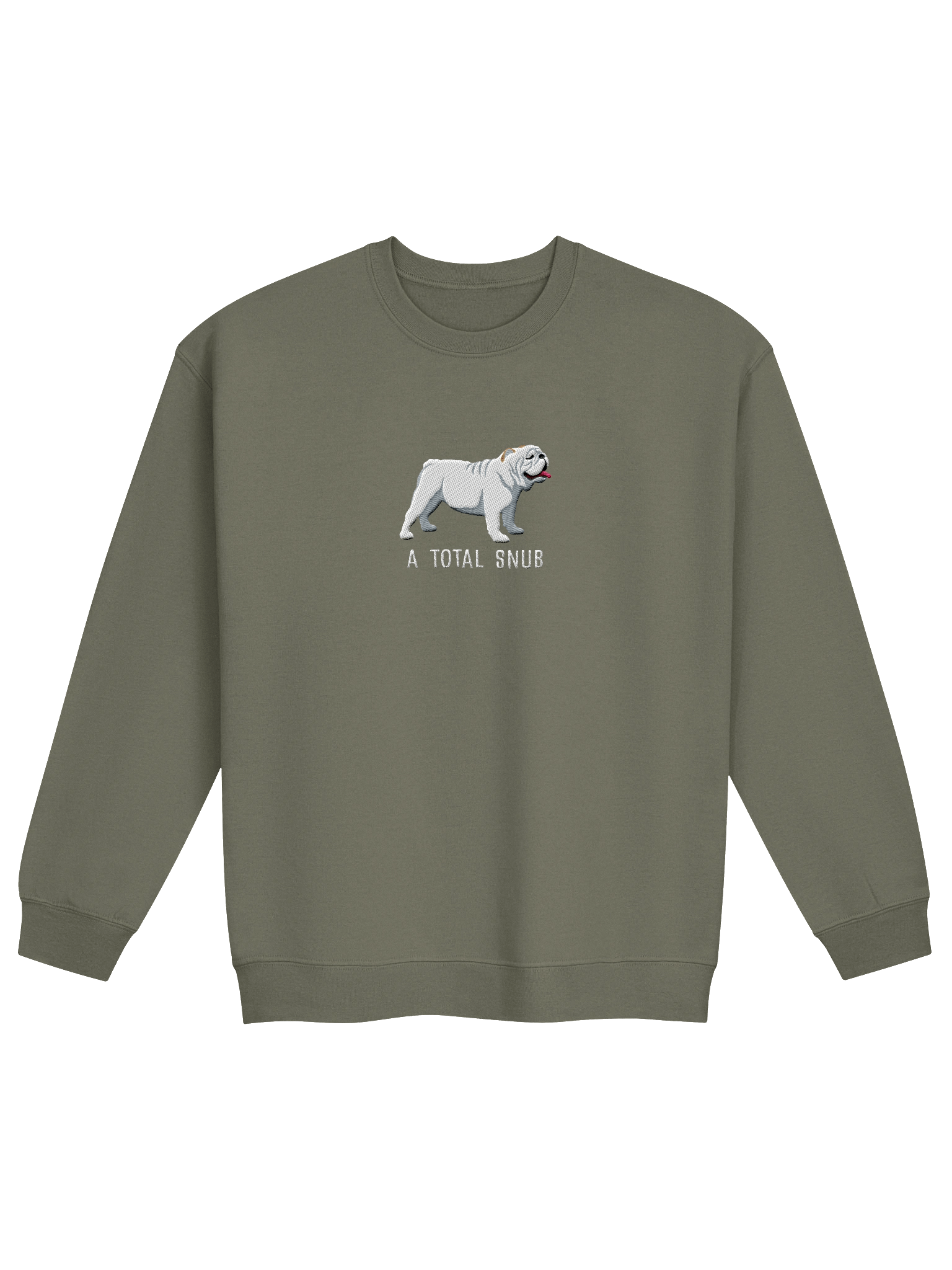 A Total Snub Sweatshirt (Embroidered) of an English Bulldog(White) product image (4)