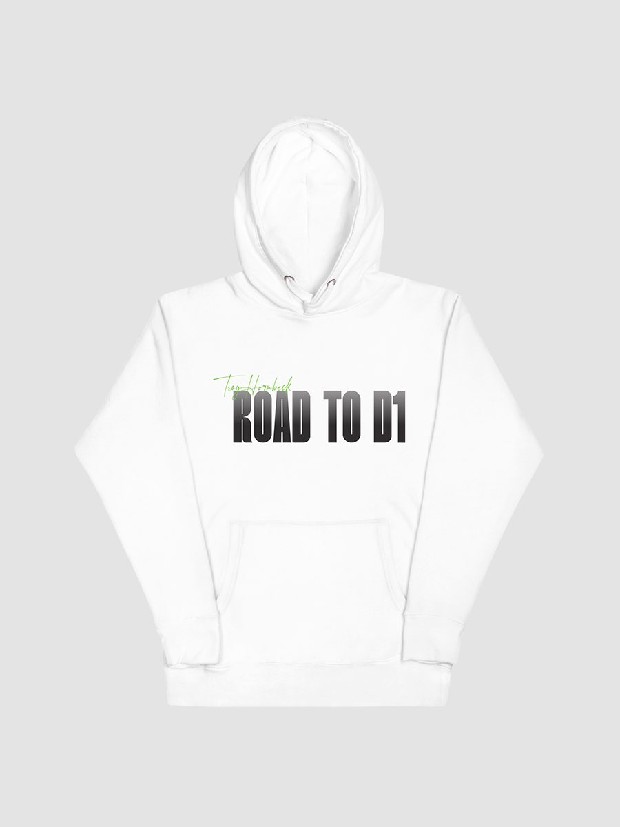 Troy Hornbeck - ROAD TO D1 - White Hoodie with GREEN product image (1)