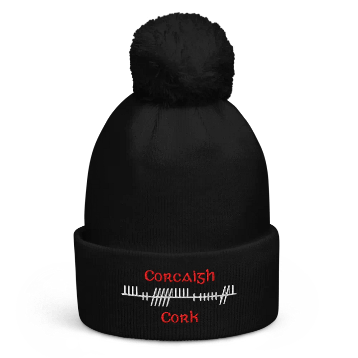 Cork/Corcaigh, Orthodox Style Ogham, embroidered Pom-Pom Beanie product image (1)