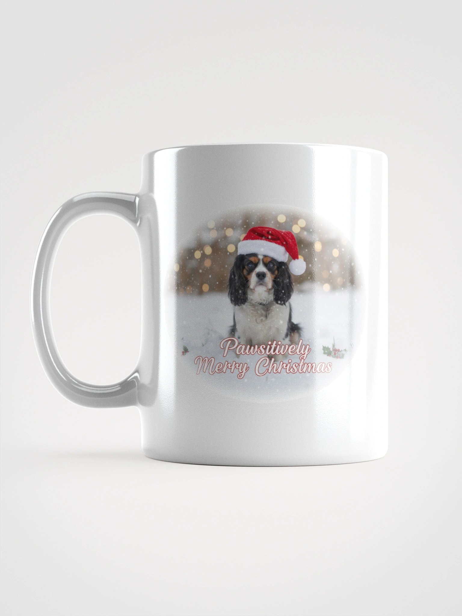 White Glossy Mug with Baxter Pawsitively Merry Christmas product image (1)