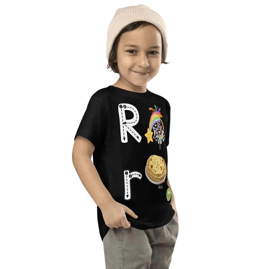 Toddler's Black Tee👚 Alphabet Write Rr 📝 A-Z product image (3)