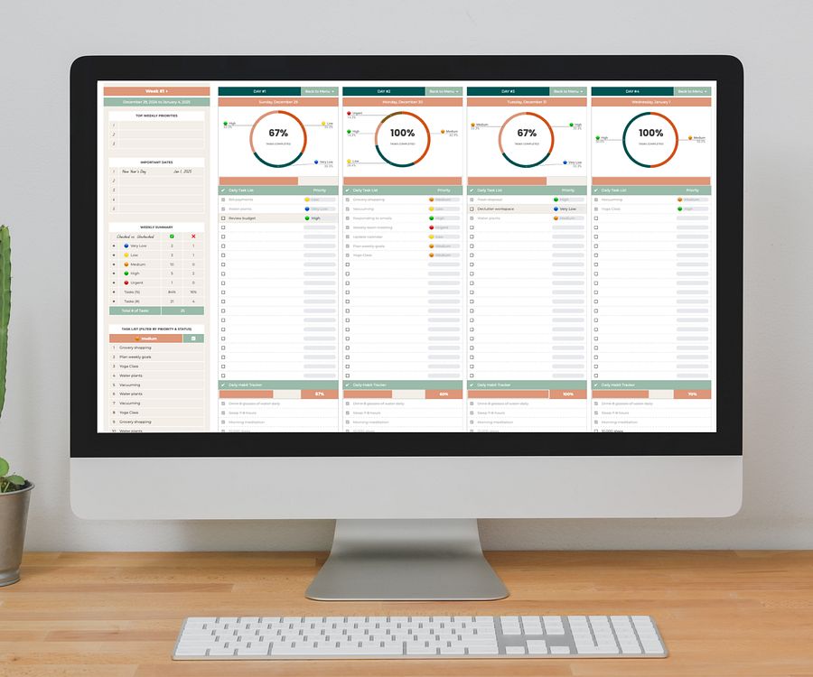 Weekly Recurrent Planner, Digital Planner Spreadsheet, Google Sheets Template product image (8)