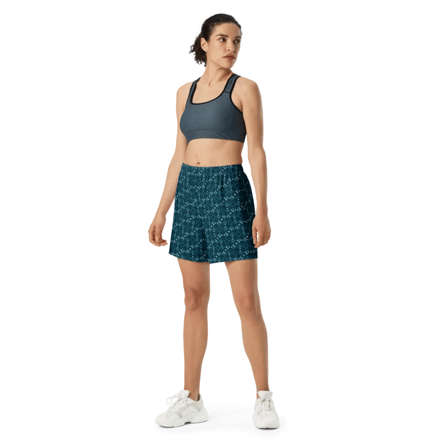 Facet Fantastic Blue Geometric All Over Print Unisex Athletic Long Shorts product image (6)