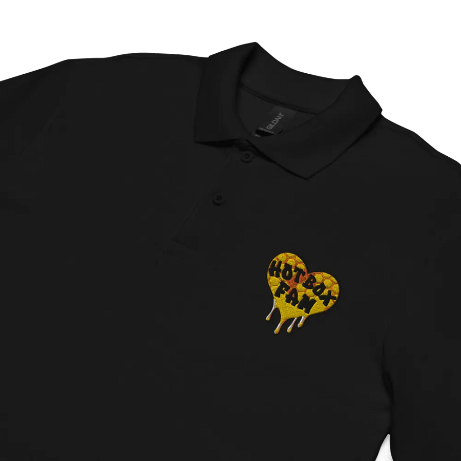 UNISEX HOT BOX FAM GOLD HEART LOGO BLACK POLO product image (3)