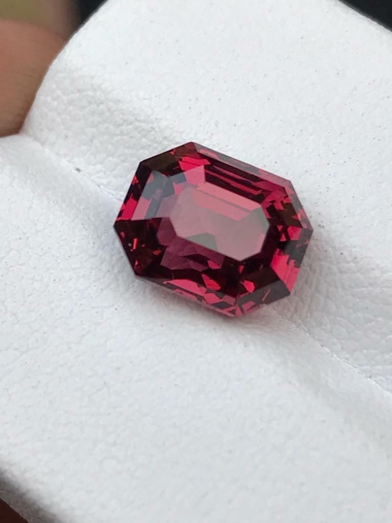 SRILANKAN ROSE GARNET STEP EMERALD CUT LOOSE GEMSTONE FOR JEWELRY, 4.75 CARAT