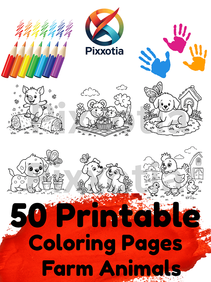 Farm Animal Coloring Pages for Kids – Toddler Coloring Sheets, Farm Party Activity | 50 Farm Animal Coloring Pages for Kids product image (2)