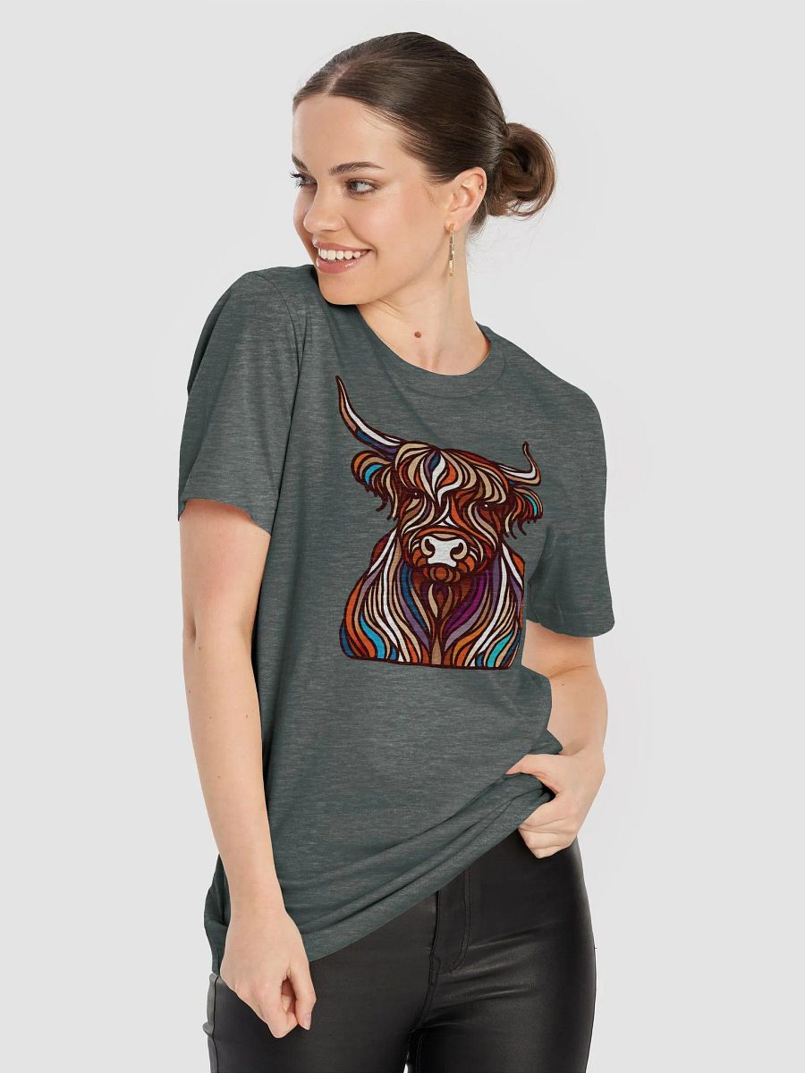 Highland Cow T-Shirt, Abstract Scottish Highland Coo Art, Colourful Farm Animal Tee, Unique Cow Lover Gift product image (5)