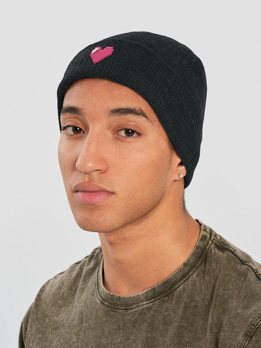 Pixel Heart Rib Knit Beanie product image (5)