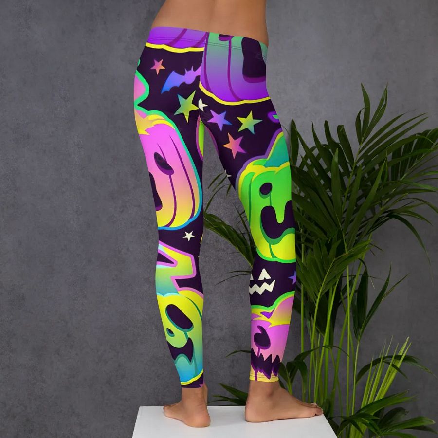 Neon Halloween Jack-O'-Lantern Leggings product image (6)