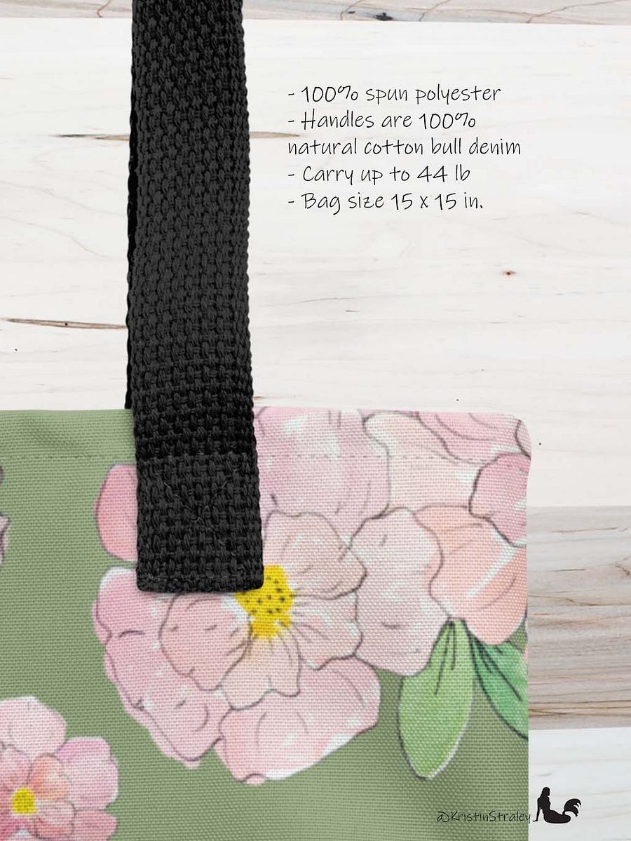 Gingham Blossoms - Med Pink Flowers on Green product image (3)