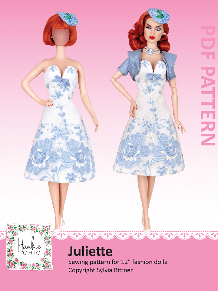 Juliette sewing pattern for 12 inch fashion dolls product image (1)