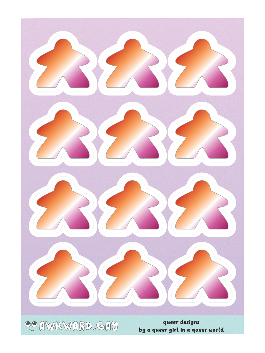 Lesbian Pride Gradient Meeple Sticker Sheet product image (3)