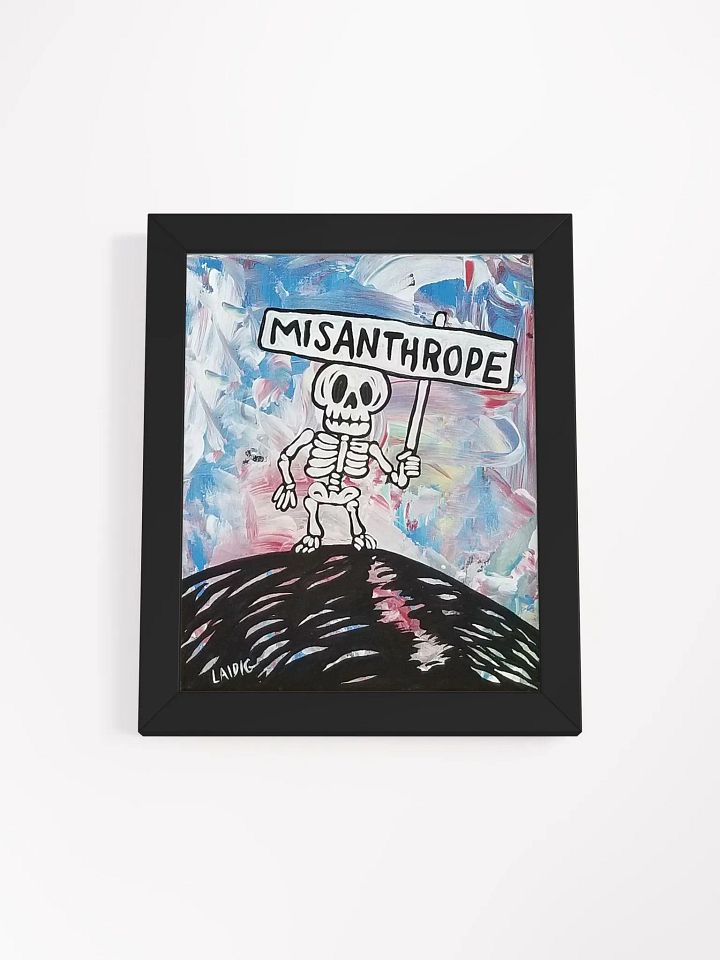 Misanthrope sign holding Mr. Bone Daddy framed print product image (1)