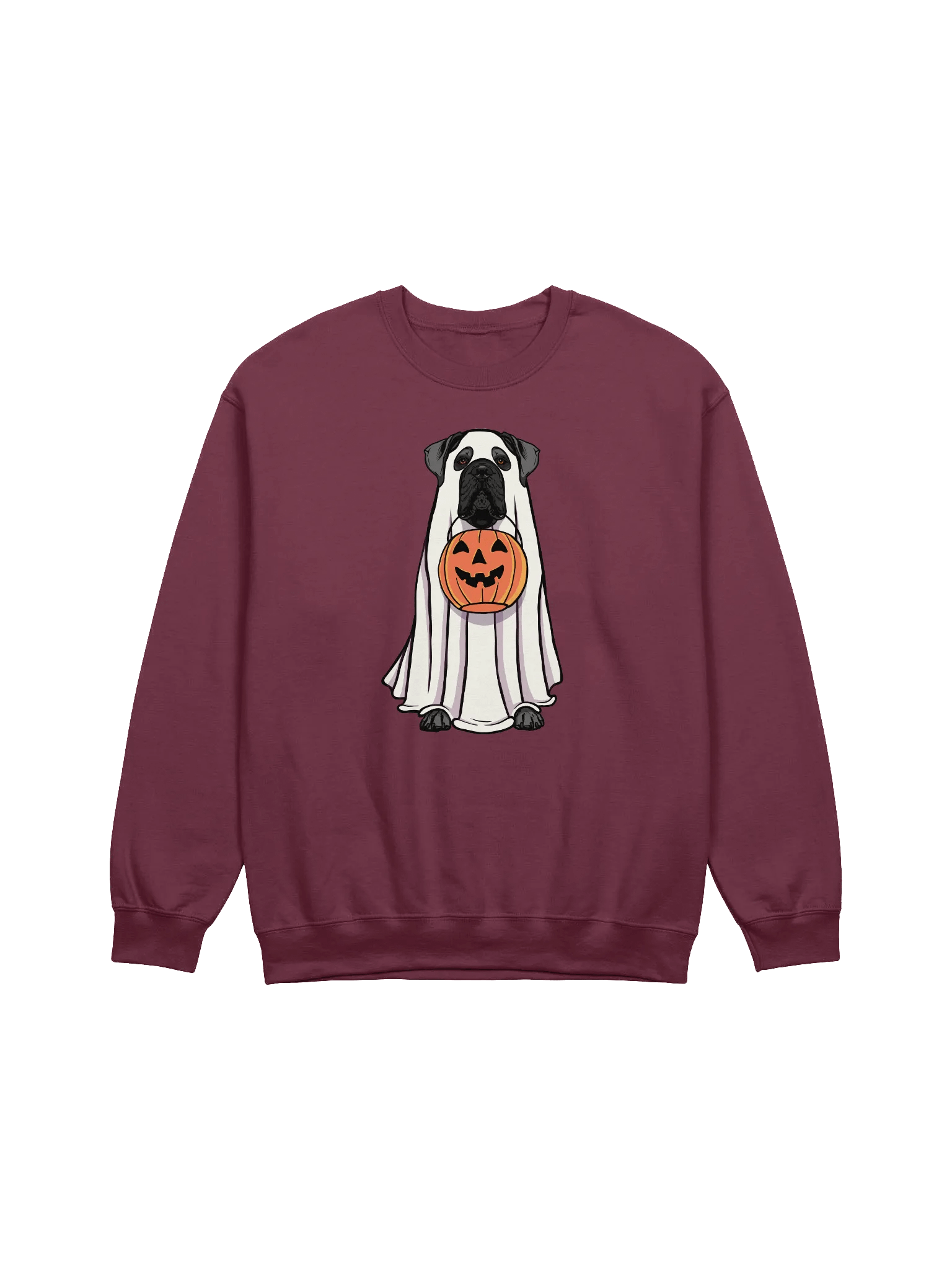 Funny Halloween Cane Corso(Gray) Sweatshirt | Funny Cane Corso Wearing a Ghost Costume and Holding a Pumpkin Basket product image (12)