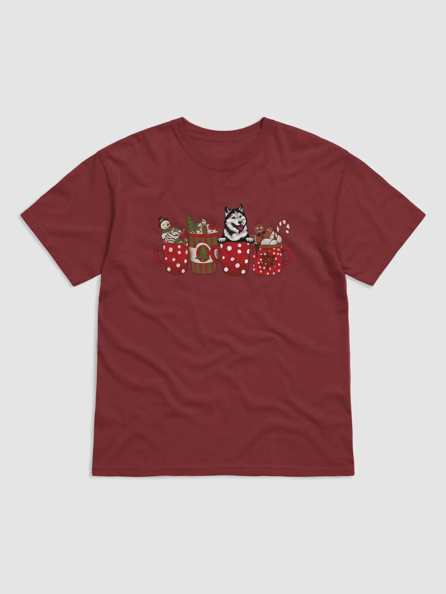 Cute Siberian Husky in a Christmas Cup T-Shirt | Funny Christmas Pup in a Cup product image (4)