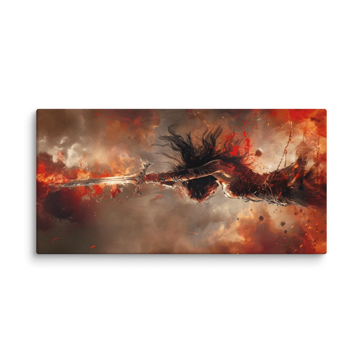 Female warrior raising her sword 01 - Canvas product image (1)