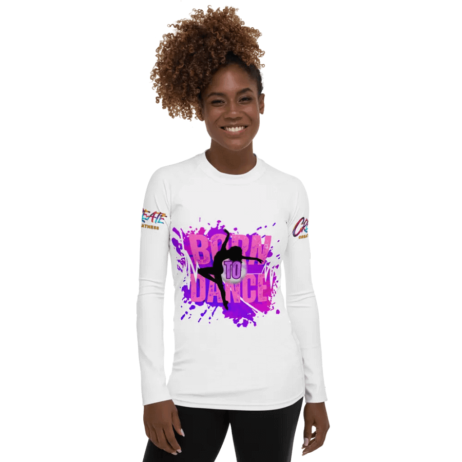 Born to Dance Her Silhouette Vibrant Splatter Rash Guard product image (7)