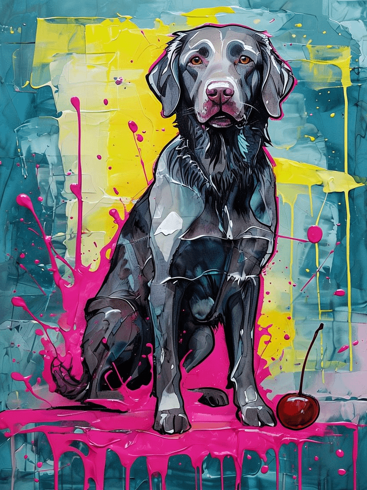 Colorful Retriever Dog Chaos, Framed Poster product image (1)
