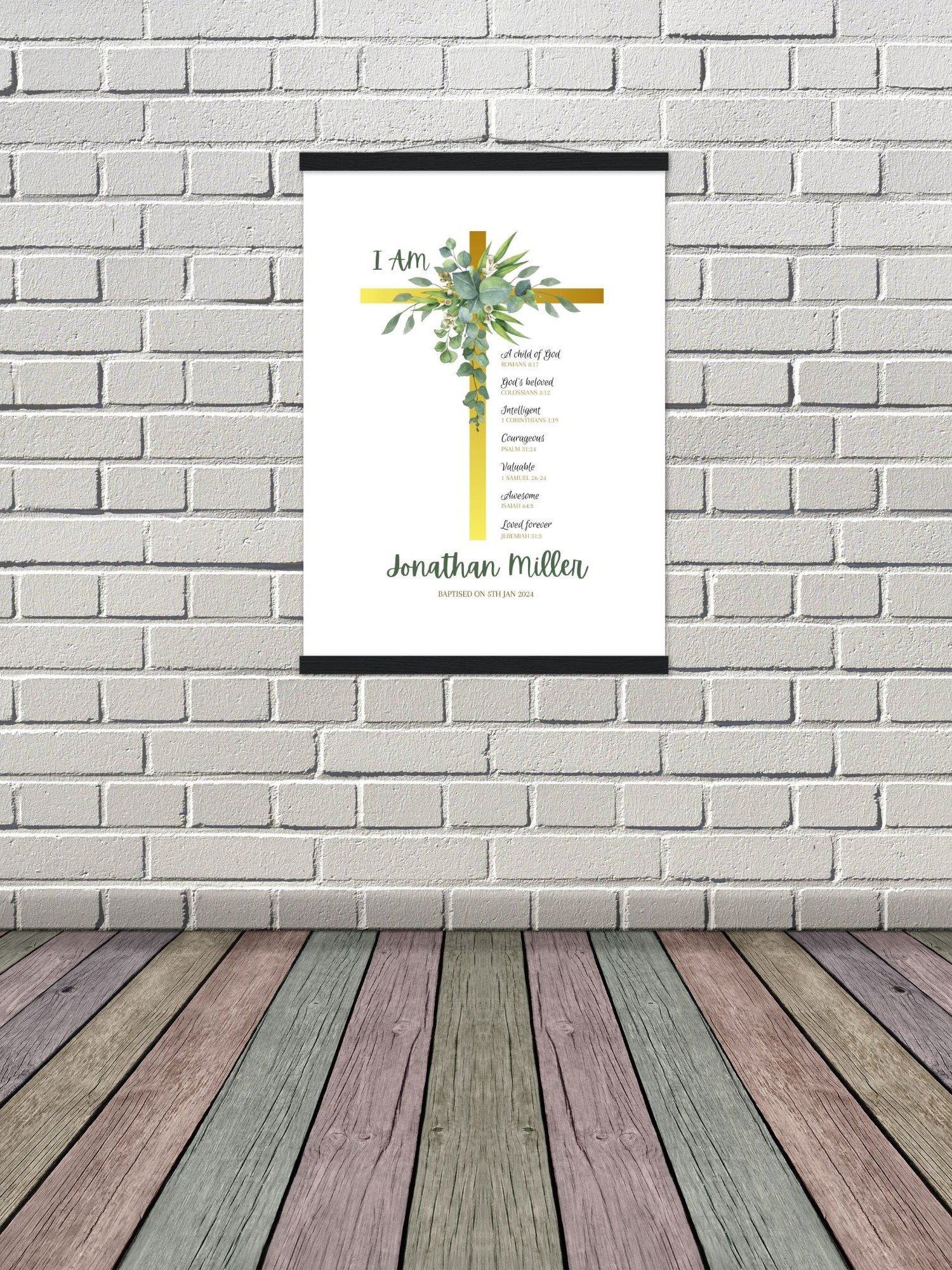 Green Leaves Eucalyptus On Crucifix Baptism Canva Template product image (7)