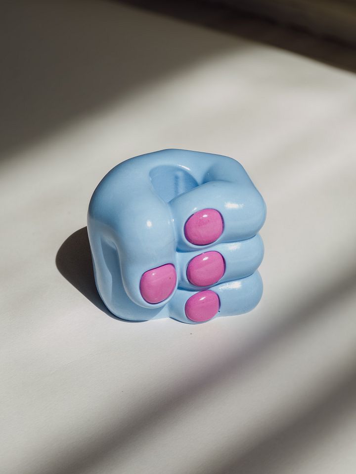Hand Candleholder - Baby Blue and Pink product image (1)