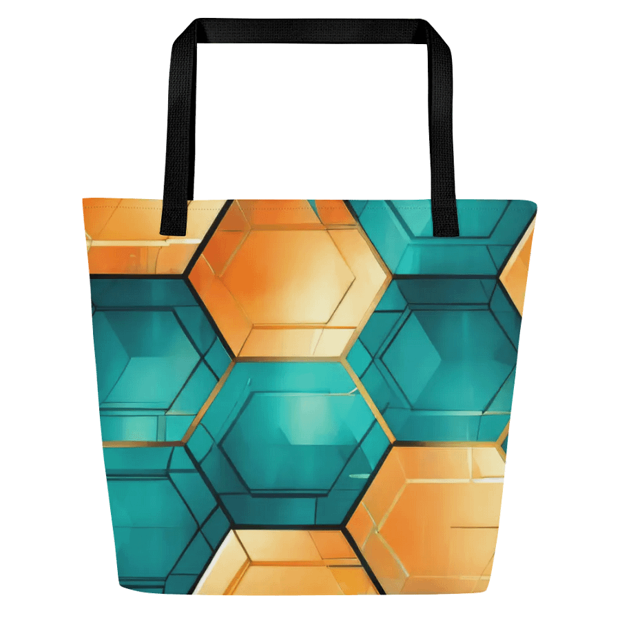 Hexagonal Harmony: Teal and Gold Geometric Fusion product image (1)