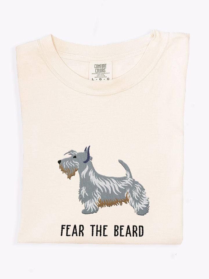 Fear the Beard T-Shirt(Embroidered) of a Scottish Terrier(Blue) product image (1)