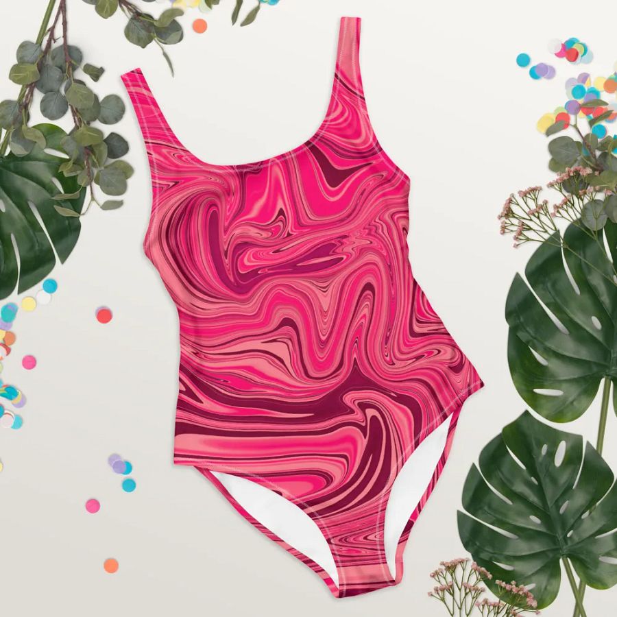 Swim Suit - Shades of Magenta Pink Digital Fluid Art product image (8)