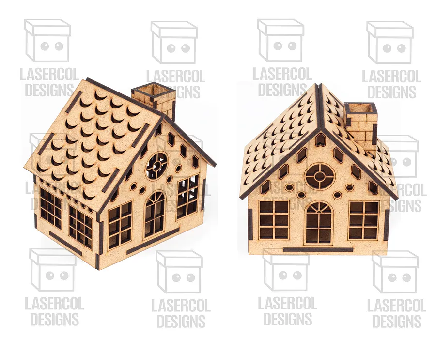 Christmas Houses Set 2 (5 Styles) - Laser Cut Files product image (3)