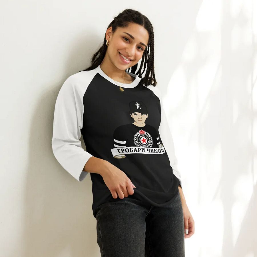 Grobari Čikago KK Partizan Tultex Fine Jersey Raglan Tee product image (9)