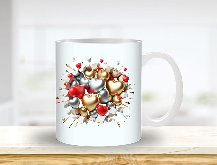 Heart Collage Mug Sublimation Design, 11oz & 20oz Mug Template, Mug Wrap Template PNG, Digital Download product image (1)