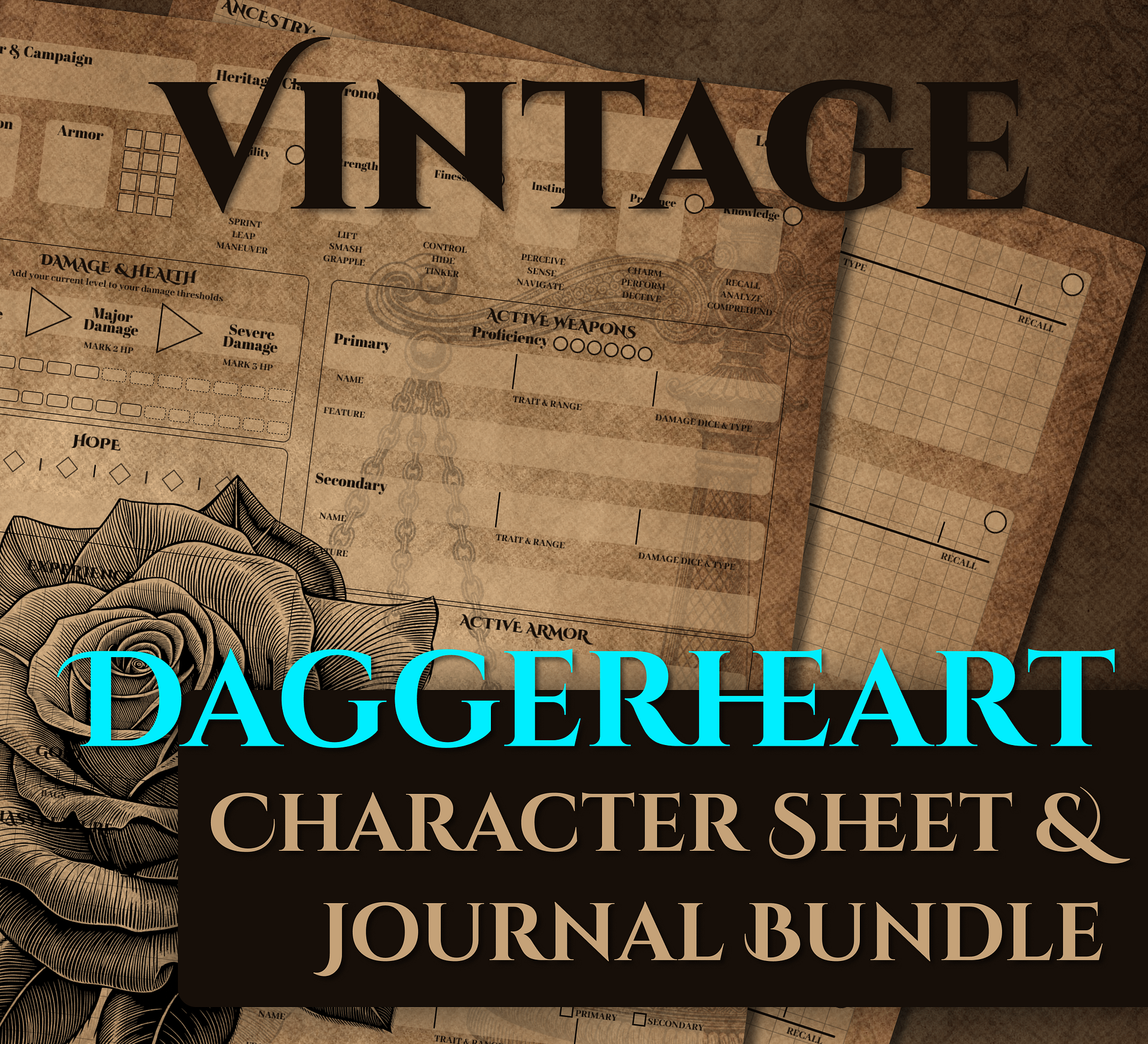 Vintage Daggerheart TTRPG Character Sheet and Journal product image (1)