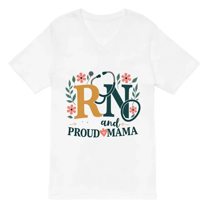 RN and Proud Mama Floral Stethoscope V-neck tee product image (6)