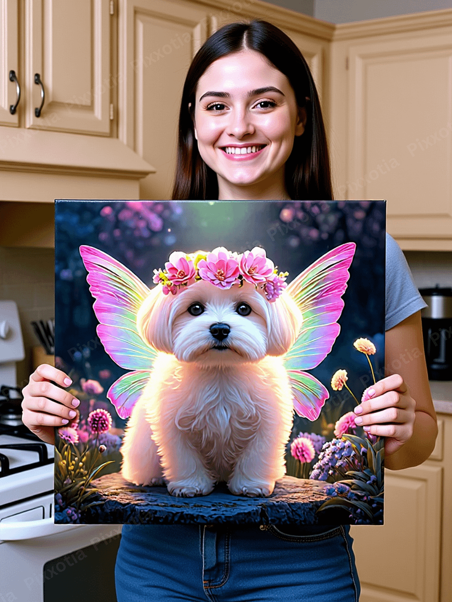 Custom Pet Portrait with Fairy Wings and Flower Crown | Digital Pet Gift product image (6)