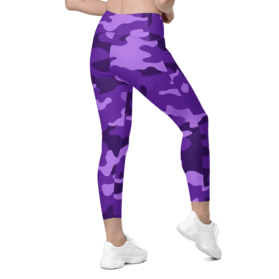 Purple Camo Crossover Leggings with Pockets product image (9)