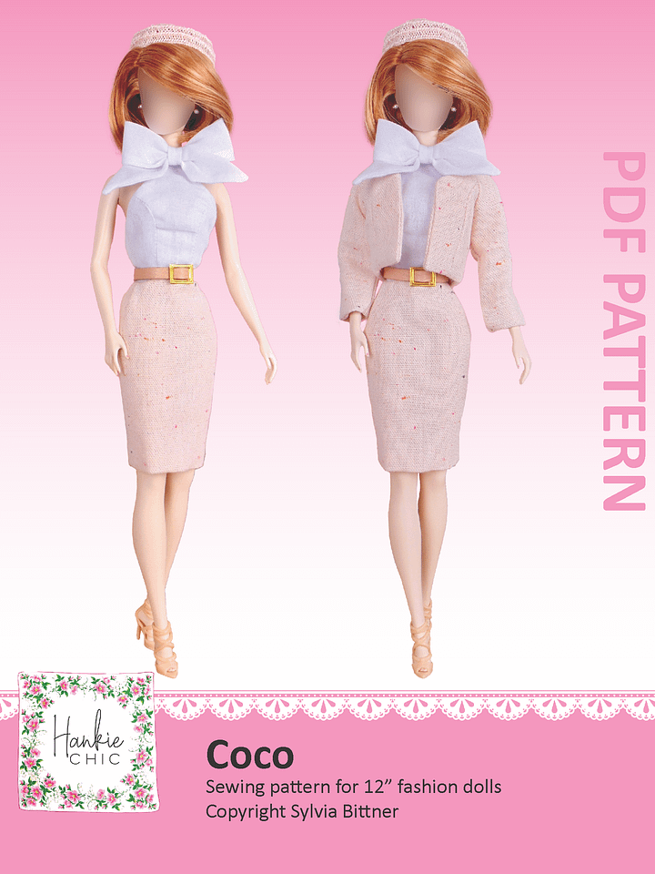Coco sewing pattern for 12" fashion dolls product image (1)