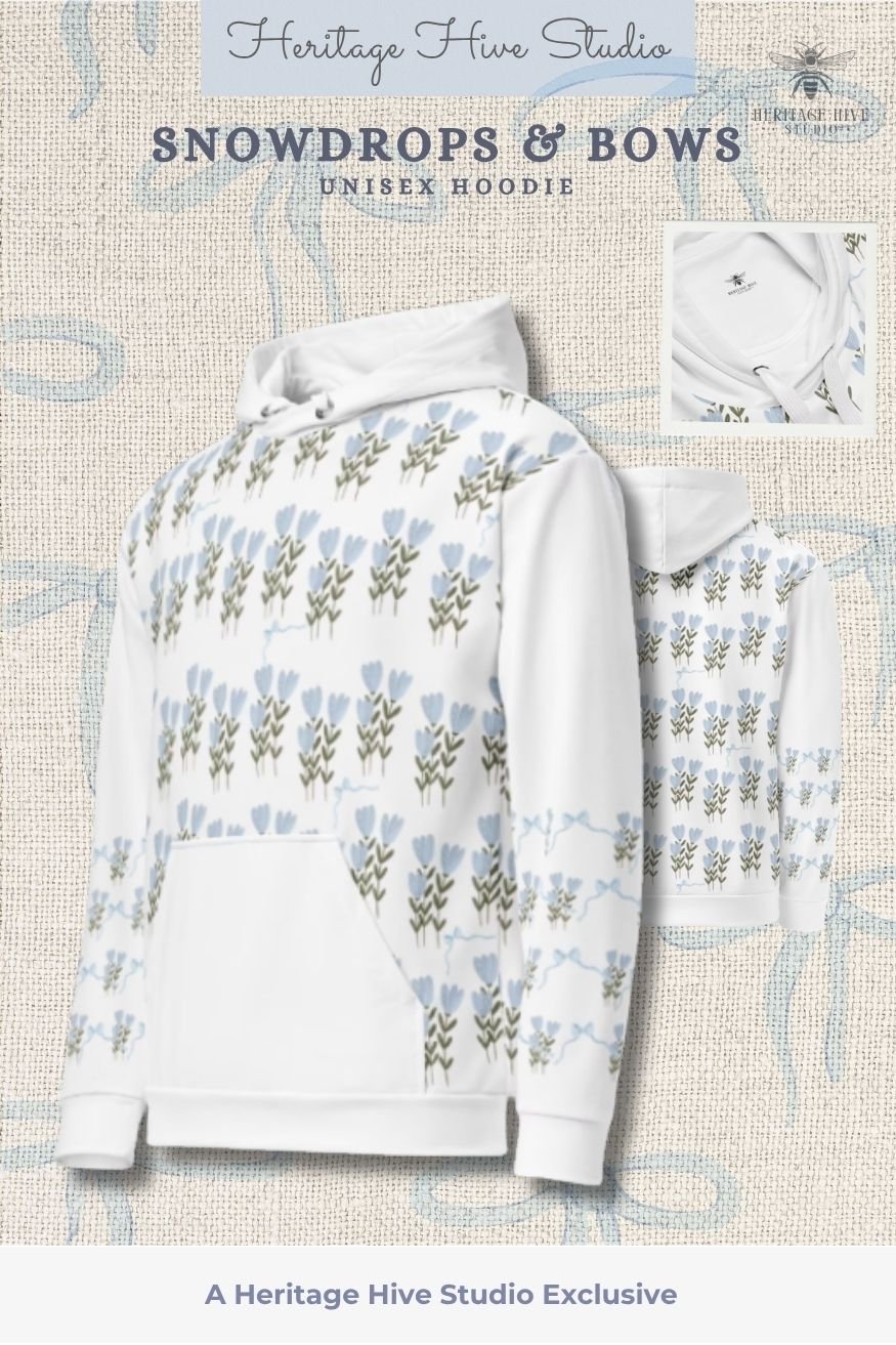 Snowdrops and Bows - Winter Fashion White Hoodie product image (1)