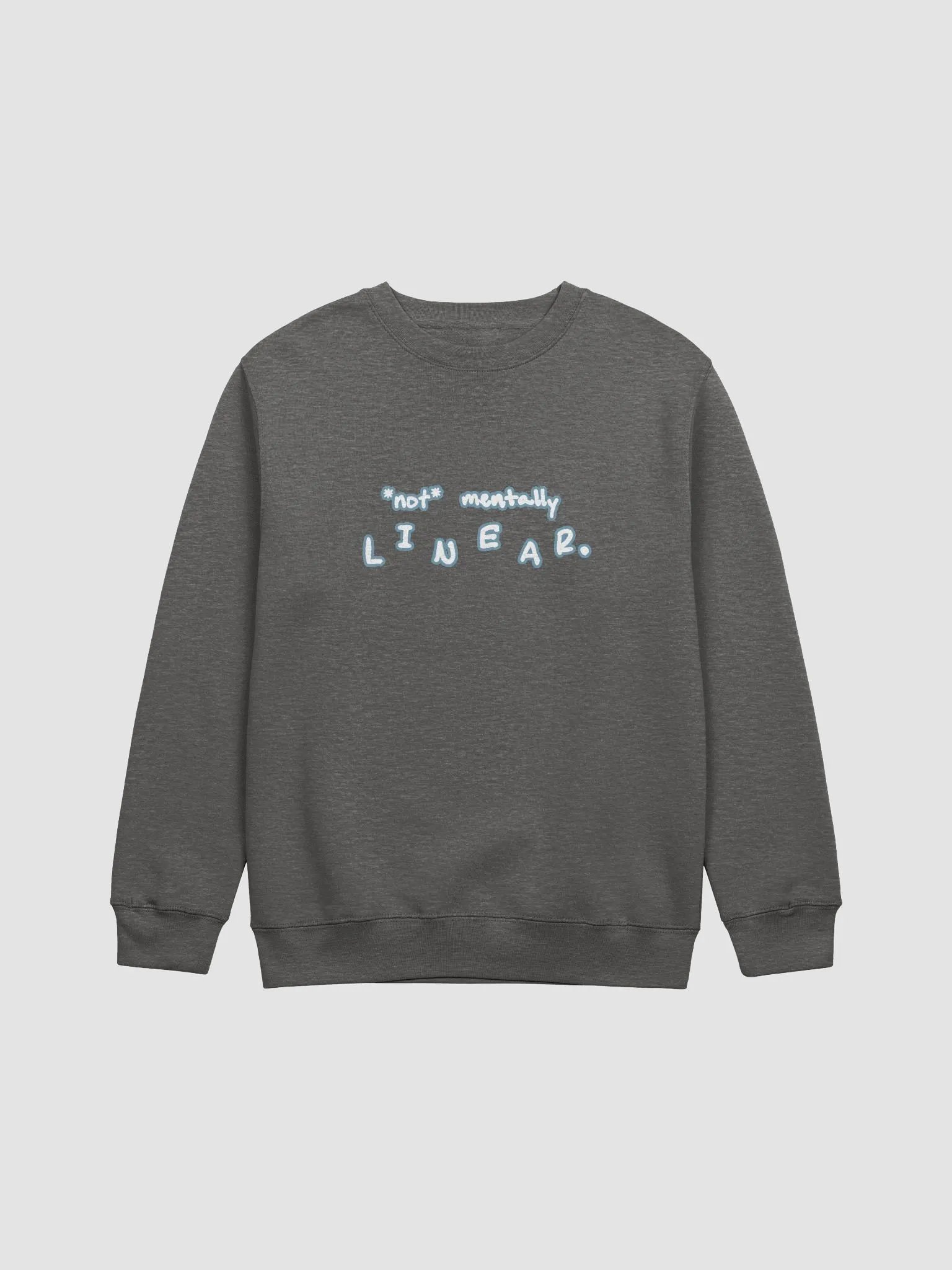 *not* mentally linear (lined design, #709AAF) printed crewneck product image (5)