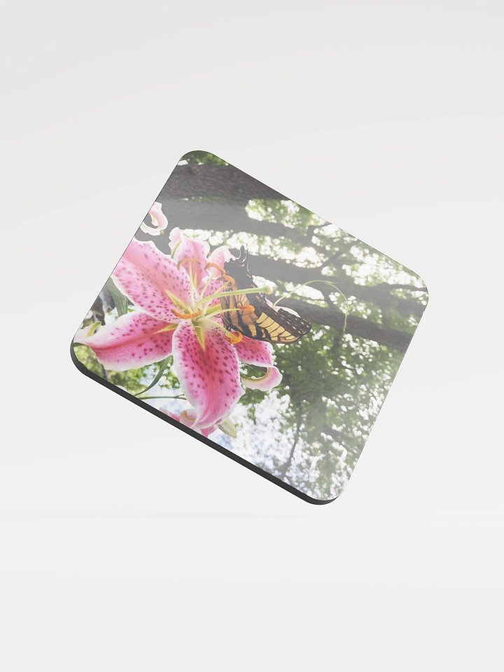 Butterfly on Pink Tiger Lily Coaster product image (1)
