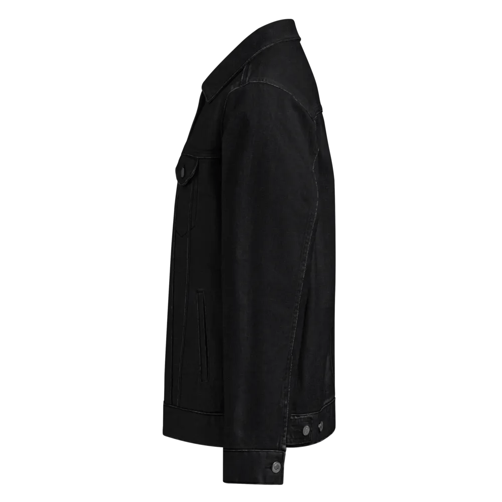 EXCLAIMING MENTALLY (black) embroidered denim jacket product image (3)