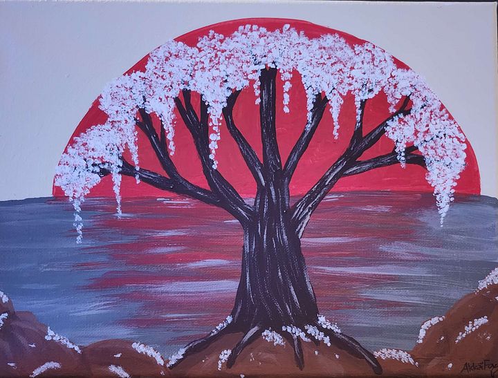 Snow Cherry Blossoms - 12 x 9 Painting product image (1)