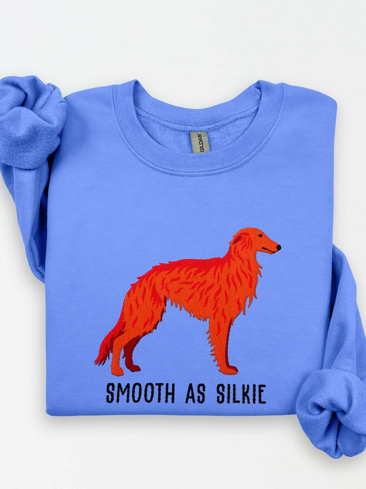 Smooth as Silkie Sweatshirt (Embroidered) of a Silken Windhound(Red) product image (1)