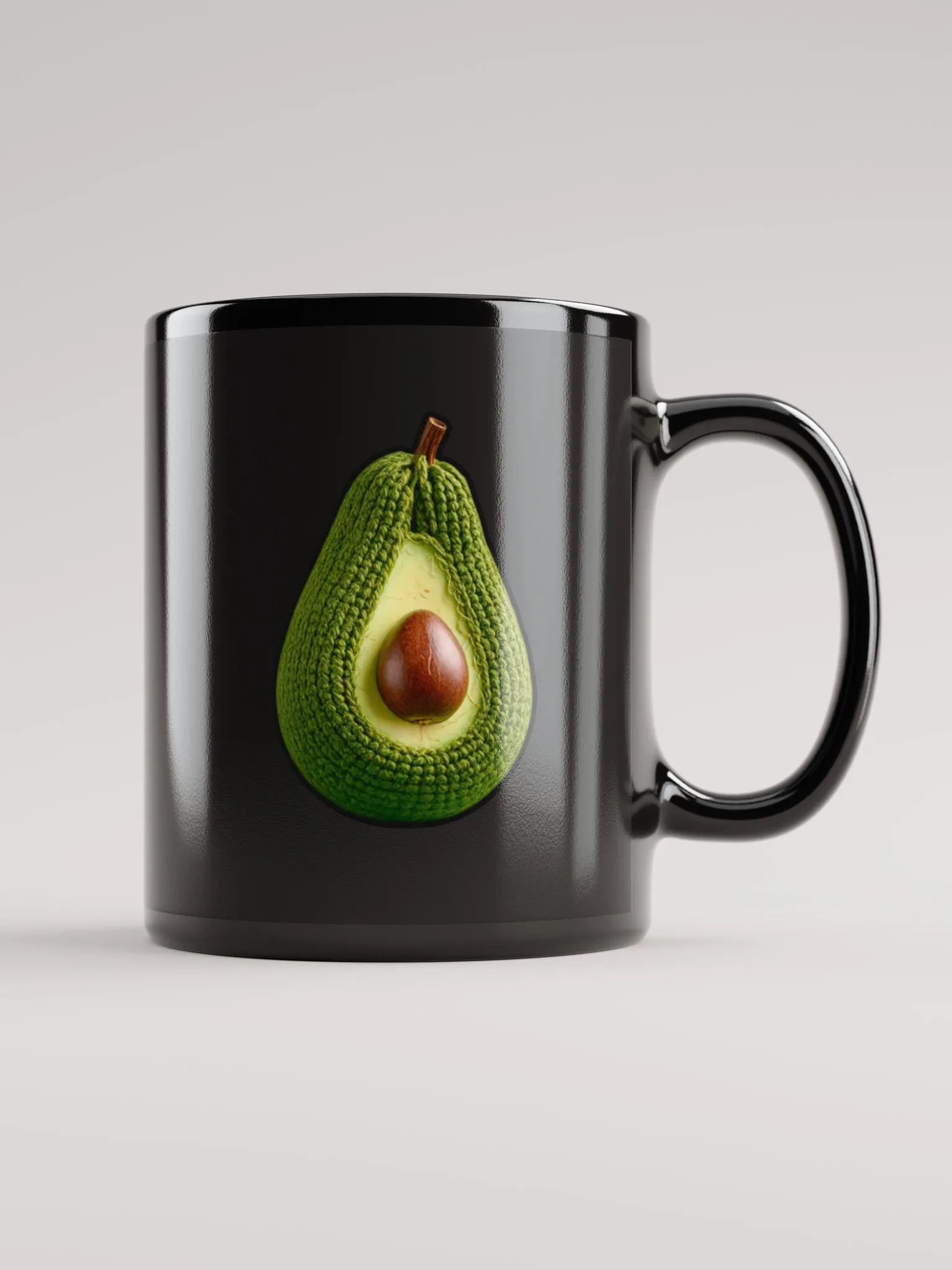 CozyAvocado Black Glossy Mug Crochet Avocado #1 product image (1)