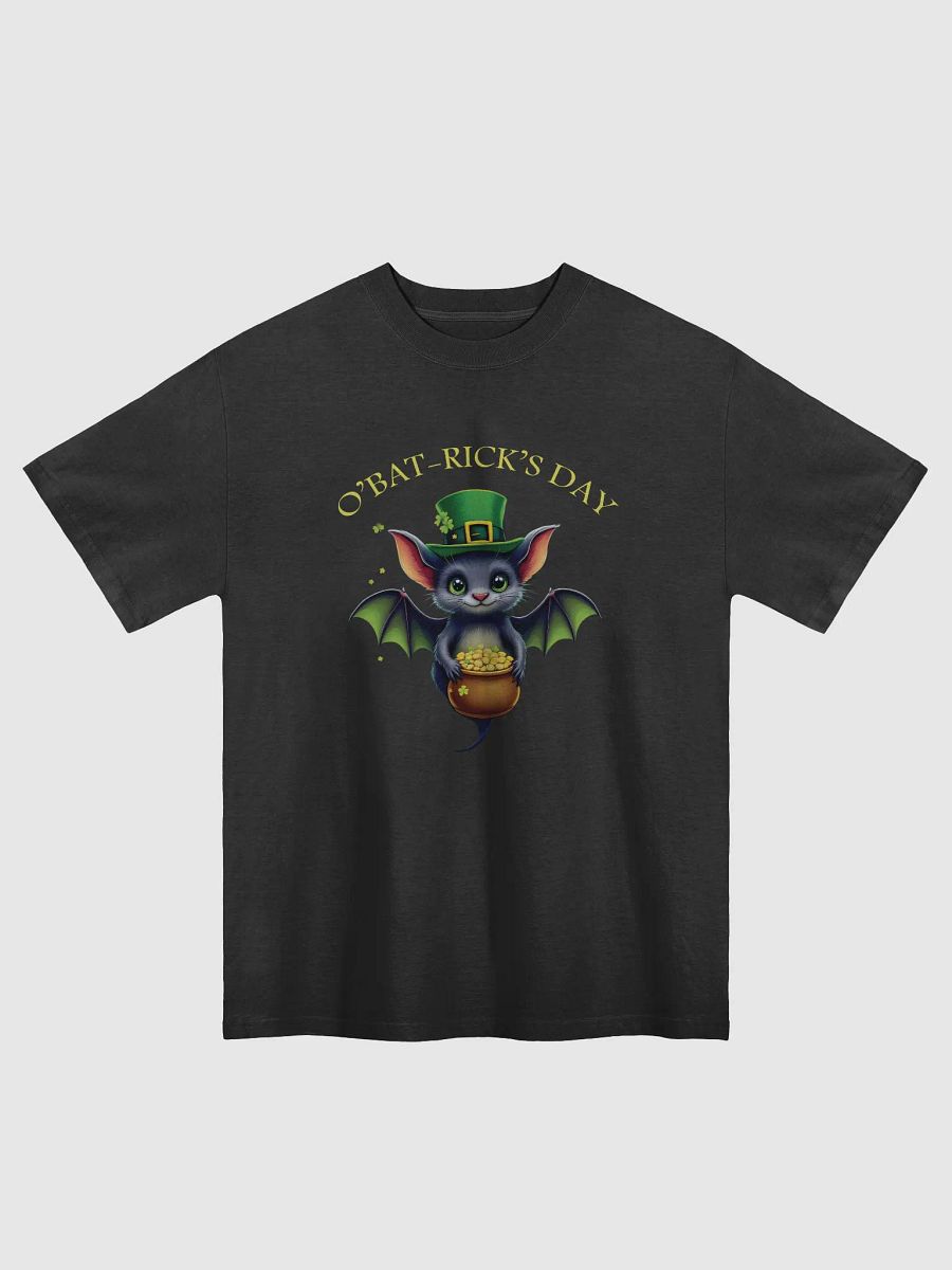 Cute St. Patrick’s Day Bat Oversized Faded T-Shirt – O’Bat-Rick’s Day Funny Irish Design product image (1)