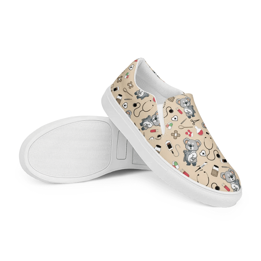 Cute Medical Koala Slip-On Canvas Shoes (Tan) product image (7)