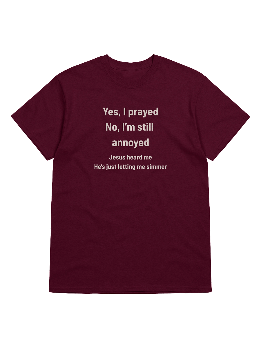 Yes, I Prayed — No, I’m Still Annoyed | Funny Faith T-Shirt for the Spiritually Simmering product image (9)